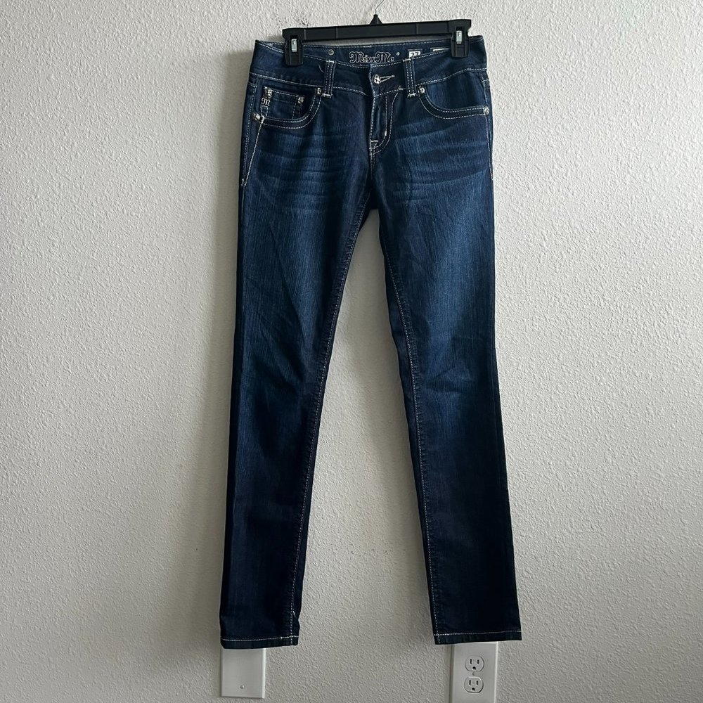 NWOT Miss Me Dark Wash Embellished Skinny Jeans Size 27 Style JP46565 - Picture 2 of 14